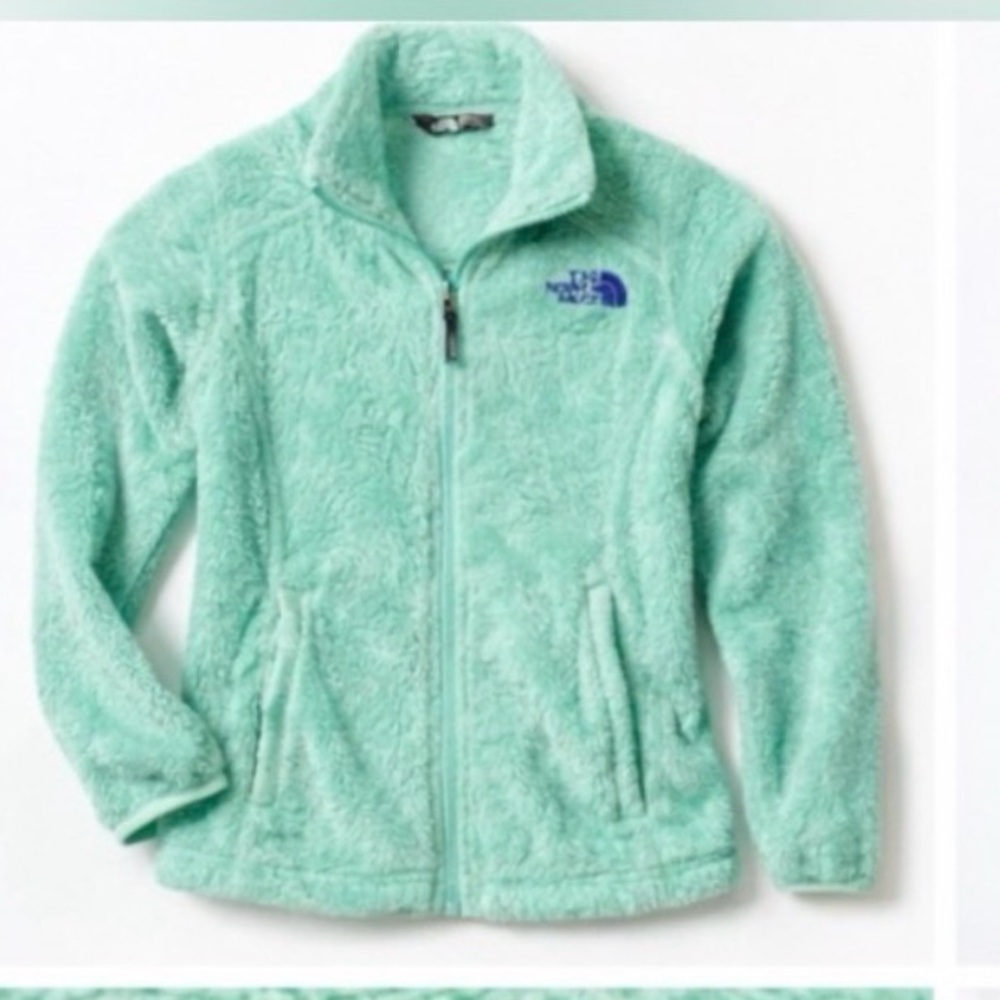 The North Face Girls Mint Green Fleece Jacket • Full Zip • Size S (7/8)